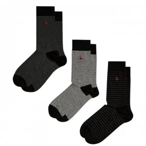 Jack Wills Killerby 3 Pack Stripe Socks - Charcoal