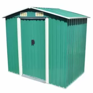 vidaXL Garden Storage Shed Green Metal 204x132x186cm - Green