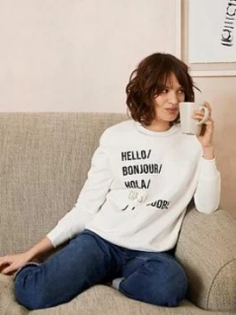 Mint Velvet Mint Velvet Cream Hello Goodbye Sweatshirt, Cream Size M Women