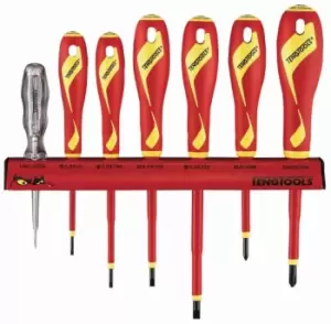 Teng Tools WRMDV07N 7pc Insulated Screwdriver Rack PH/PZ/Flat +Voltage Tester