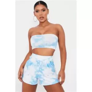 I Saw It First Blue Tie Dye High Waisted Loose Fit Shorts - Blue