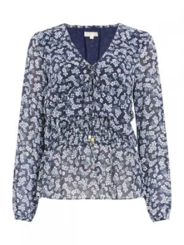 Michael Kors Sheer top with cherry blossom print Blue