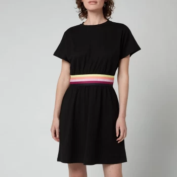 KARL LAGERFELD Womens Logo Tape Jersey Dress - Black - S