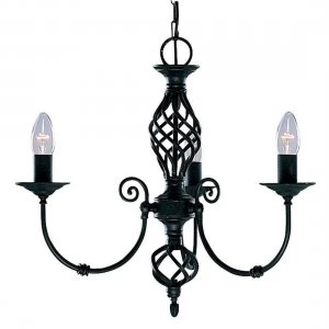 3 Light Multi Arm Ceiling Pendant Black, E14