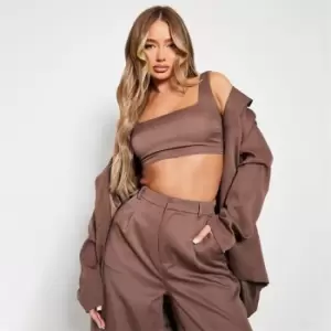 I Saw It First Tailored Square Neck Crop Top - Brown