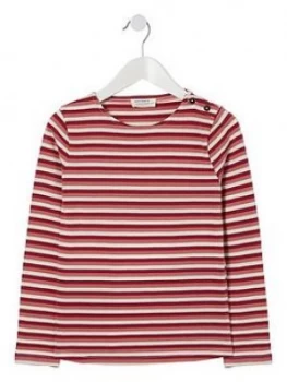 FatFace Girls Long Sleeve Breton Stripe T-Shirt - Dusky Pink Size Age: 7-8 Years, Women