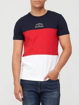 Tommy Hilfiger Colour Block T-Shirt - Navy/Red/White, Navy/Red/White, Size S, Men