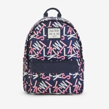 Jack Wills Claremont Backpack - Pink Navy Graph