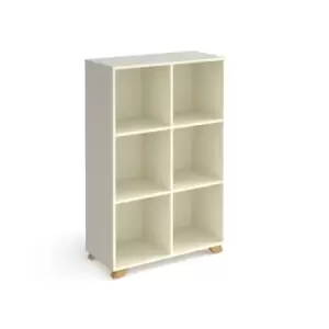 Giza cube storage unit 1370mm high with 6 open boxes and wooden legs - white