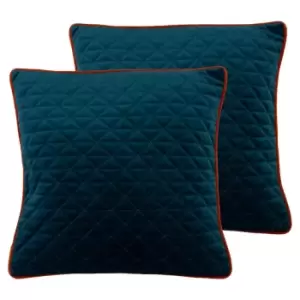 Paoletti Quartz Twin Pack Polyester Filled Cushions Teal/Jaffa