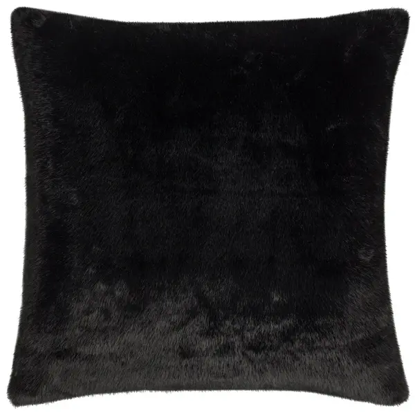 Stanza Faux Fur Cushion Jet, Jet / 55 x 55cm / Polyester Filled