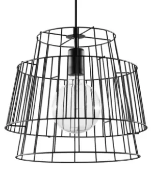 Gate Twin Wire Frame Pendant Light Black E27