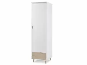 LPD Stockholm White and Oak 1 Door Single Wardrobe Flat Packed