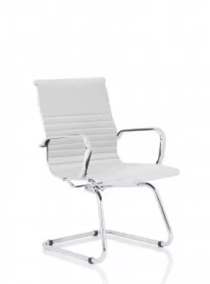 Nola White Soft Bonded Leather Cantilever Chair