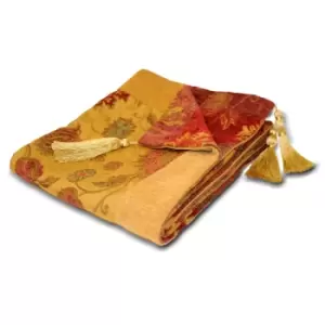 Paoletti Zurich Floral Jacquard Throw Polyester Gold