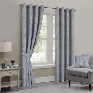 My View Geometric Jacquard Curtains - Grey