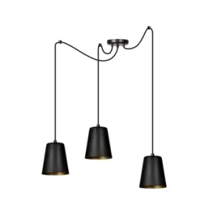 Emibig Link Black/Gold Cluster Pendant Ceiling Light 3x E27