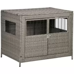 PawHut Wicker Dog Cage Crate w/ Cushion for Medium Large Dogs 85 x 61 x 70 cm