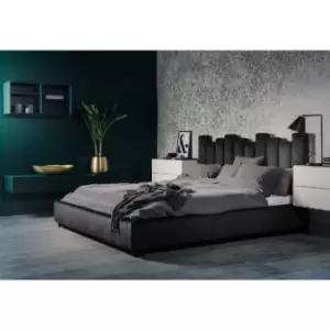 Glexton Bed Small Double Plush Velvet Black