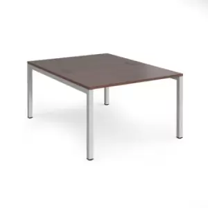 Bench Desk 2 Person Starter Rectangular Desks 1200mm Walnut Tops With Silver Frames 1600mm Depth Connex