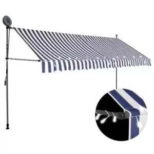 Vidaxl Manual Retractable Awning With LED 350cm Blue And White