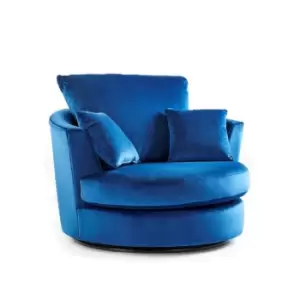 Mirana Modern Plush Velvet Swivel Chair - Blue - Blue