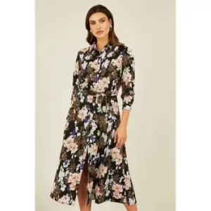 Mela London Black Floral and Animal Print Midi Dress - Black