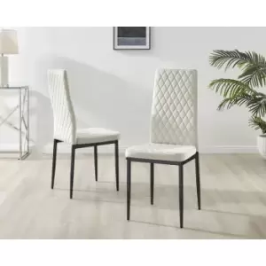 Furniturebox UK - Set of 4 Furniturebox Cream Velvet Milan Dining Chairs With Black Legs