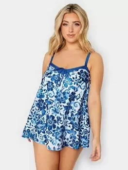 Yours Batik Floral A-line Tankini - Blue, White, Size 22, Women