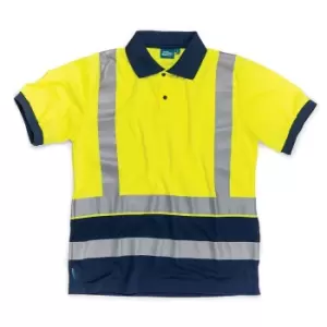 Tough Grit 872563 Hi-Vis 2-Tone Polo Shirt Yellow/Navy S