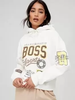 BOSS Varsity Logo Hoodie - Cream, White Size M Women