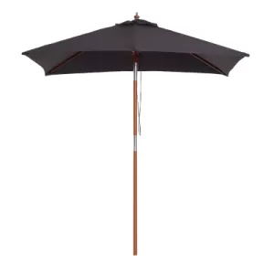 Outsunny 2m x 1.5m Tilt Mechanism Bamboo Wooden Frame Parasol Deep Grey