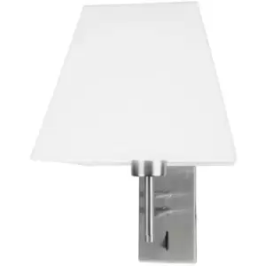 Chandler Wall Lamp with Shade Satin Nickel Aluminium White Shade LED E27 - Merano