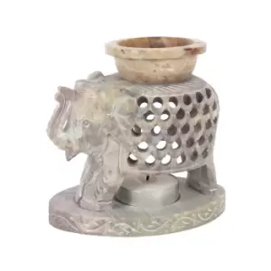 Soapstone Carved Upward Elephant Oil Burner