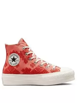 Converse Chuck Taylor All Star Lift Broderie Hi - Dark Pink Size 4, Women