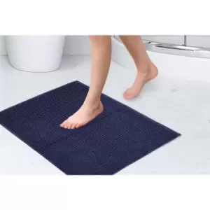 Emma Barclay - Noodle Shower Mat Navy 40x60cm Non-Slip Chenille Mat - Blue