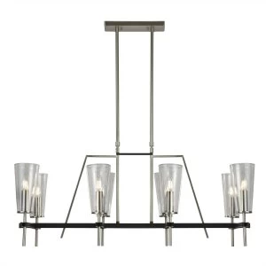 8 Light Bar Pendant Satin Silver, Black, E14