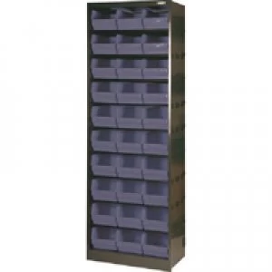 Slingsby Metal Bin Cupboard With 30 Polypropylene Bins Dark Grey Black 371834