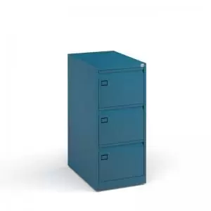 Steel 3 drawer executive filing cabinet 1016mm high - blue