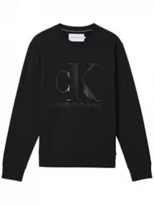 Calvin Klein Jeans Ck Jeans Leather Monogram Sweatshirt, Black, Size L, Men