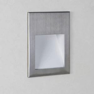 LED 1 Light Small Recessed Square Marker Wall Light Brushed Stainless Steel IP65