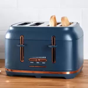 Dunelm 4 Slice Matt Navy & Copper Toaster