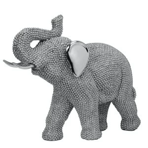 Silver Diamante Elephant Figurine 19cm