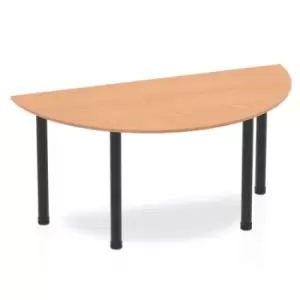 Impulse 1600mm Semi-Circle Table Oak Top Black Post Leg