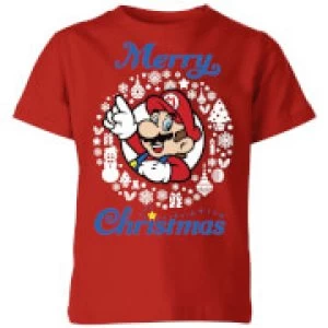 Nintendo Super Mario Merry Christmas Kid's T-Shirt - Red - 11-12 Years