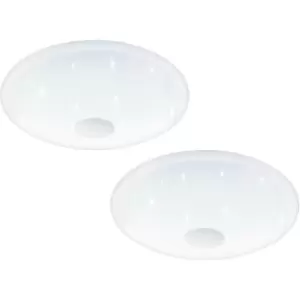 2 PACK Wall Flush Ceiling Light White Shade White Plastic Crystal Effect LED 30W