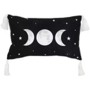 Something Different Rectangular Triple Moon Design Cushion (One Size) (Black/White) - Black/White