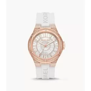 Michael Kors Womens Lennox Three-Hand Silicone Watch - White