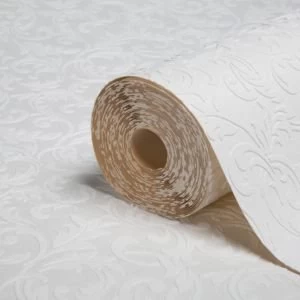 Colours Paintables White Scroll Paintable Wallpaper