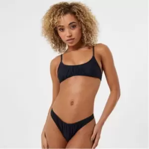 Jack Wills Ruched Tanga Bikini Bottom - Black